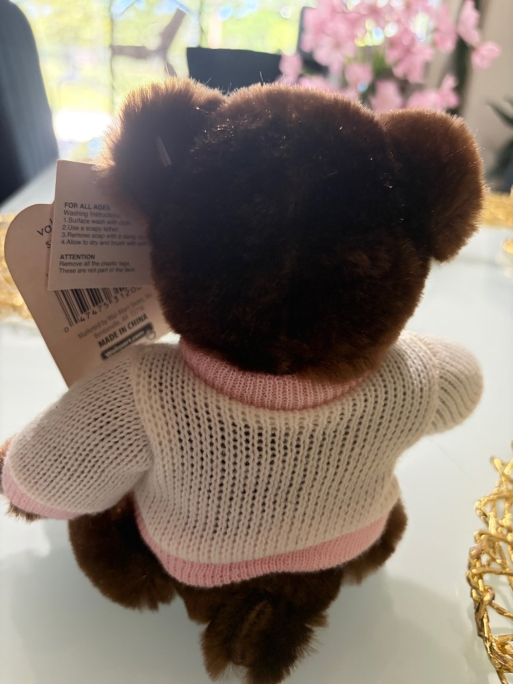 Plush Brown Teddy Bear with Red Heart Sweater - Love Tag - Picture 3 of 6